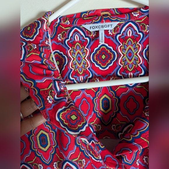 Foxcroft Tammy Geometric Tile Knit Crepe 3/4 Sleeve Dress S - Picture 4 of 7